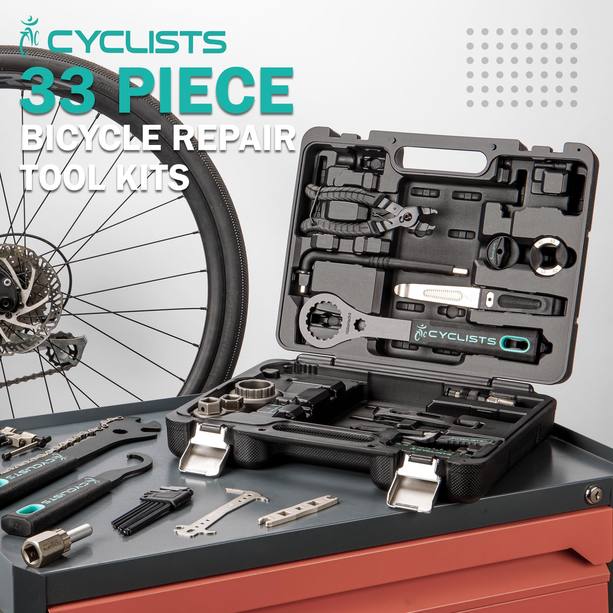 33 Piece E Bike Repair Tool Kit for Road and Mountain Bikes