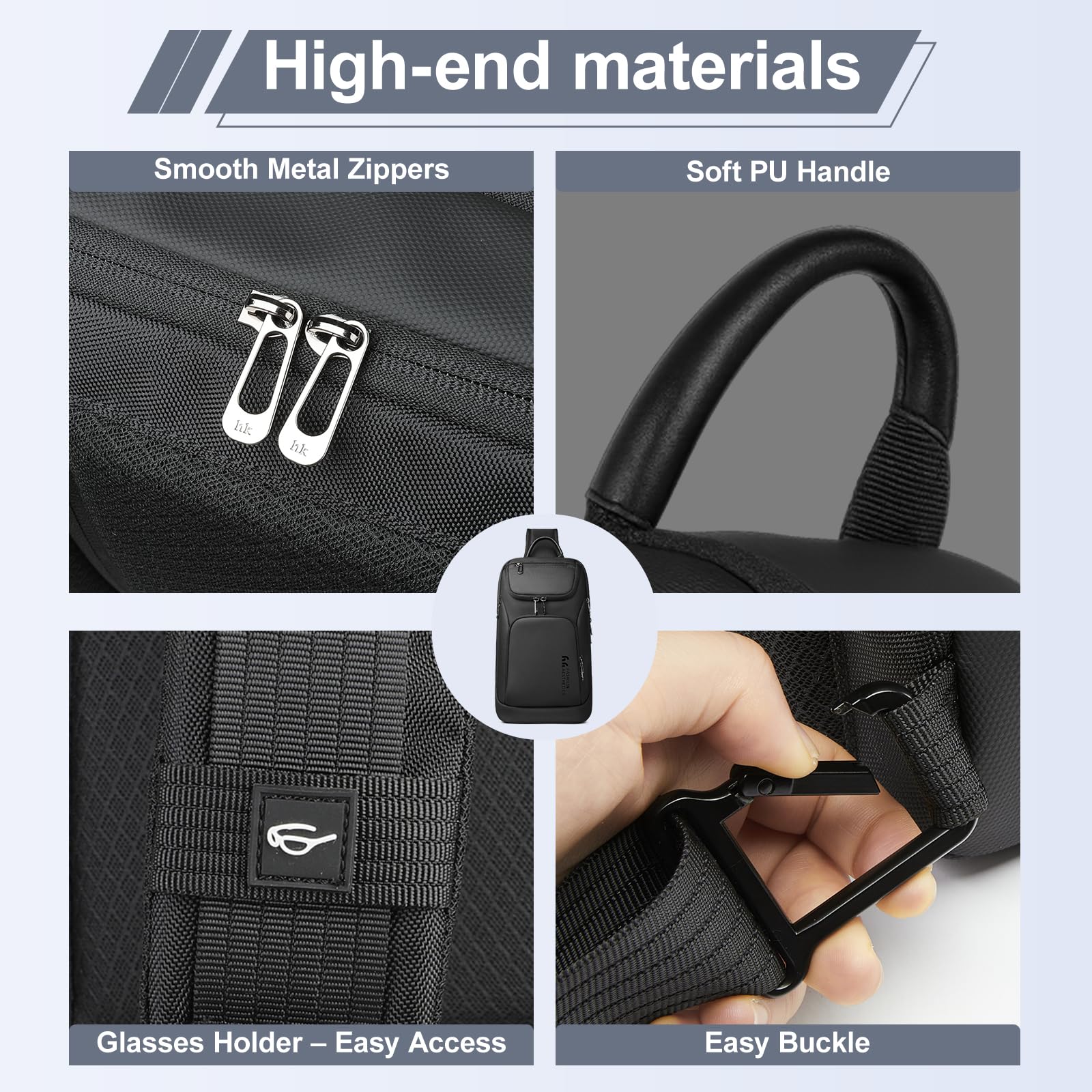 Waterproof Utility Crossbody Sling Bag for Men with Secure Anti Theft Pocket