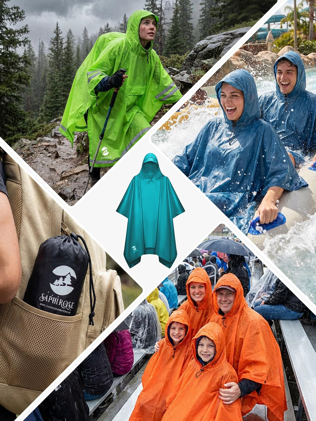 Hooded Waterproof Rain Poncho for Men and Women
