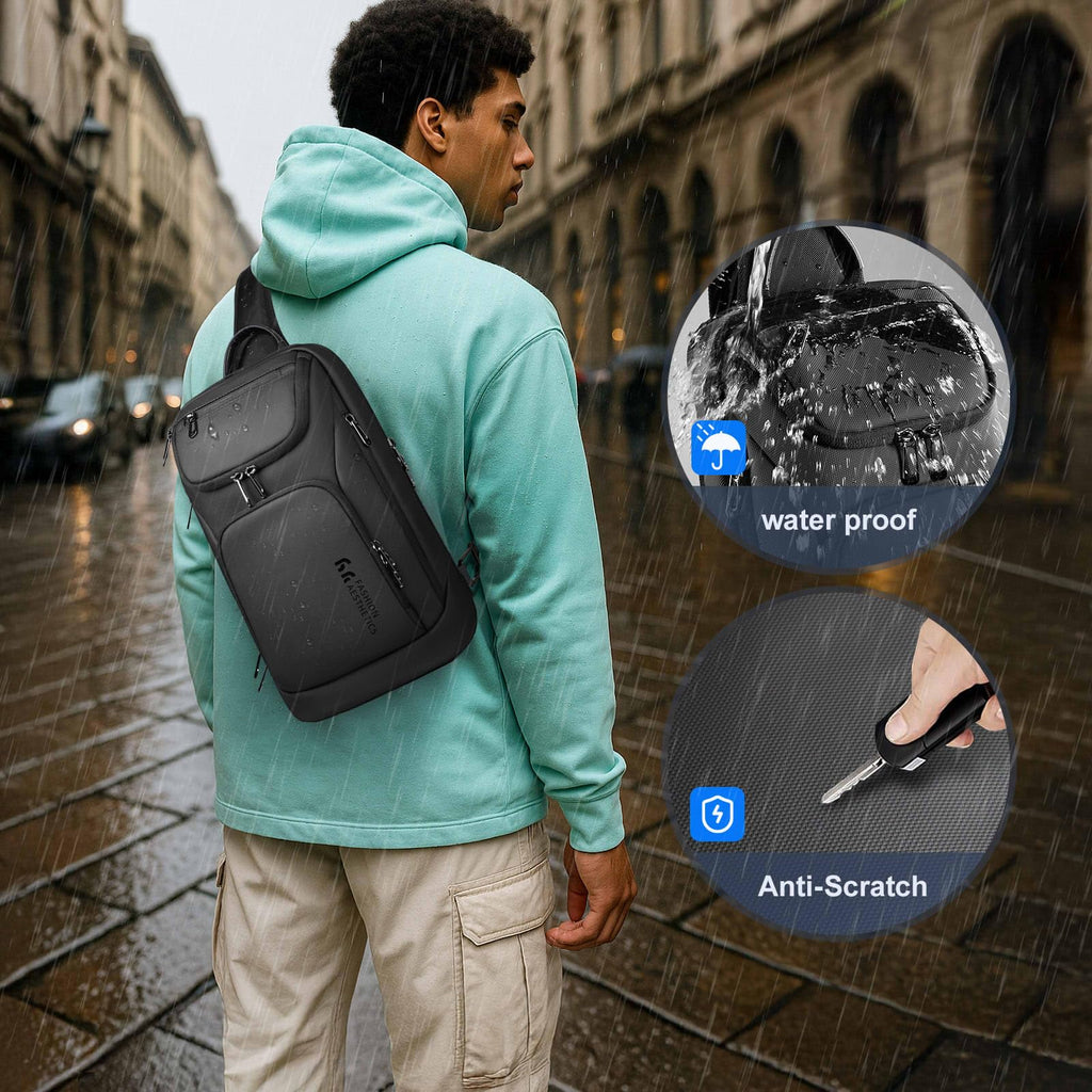 Waterproof Utility Crossbody Sling Bag for Men with Secure Anti Theft Pocket