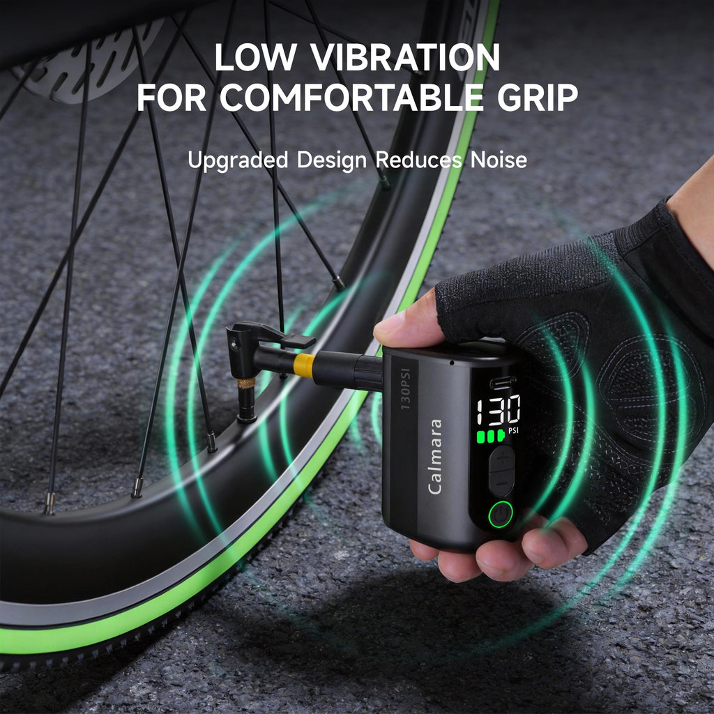 Portable Electric Bike Pump with Gauge Auto Stop and 130 PSI Inflation
