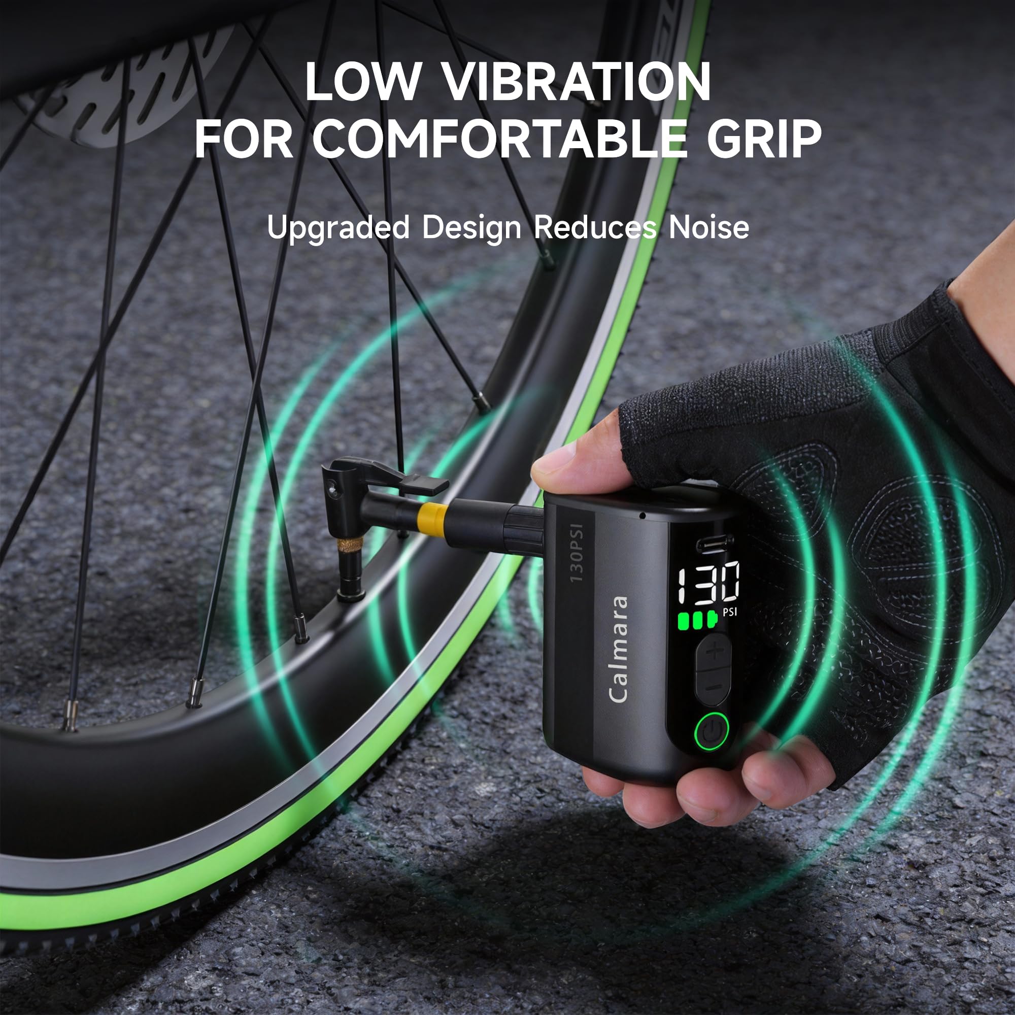 Portable Electric Bike Pump with Gauge Auto Stop and 130 PSI Inflation