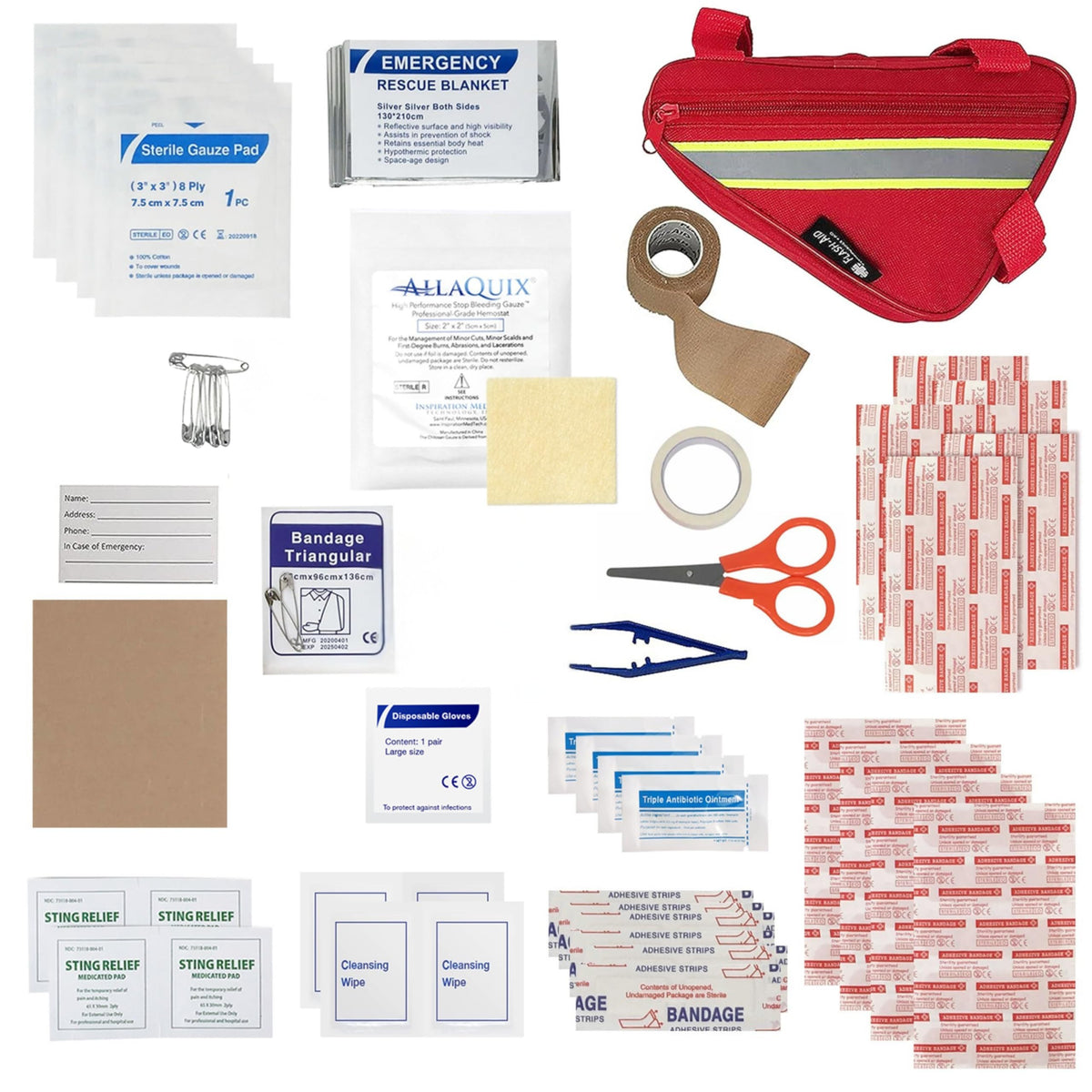 Compact Cycling First Aid Kit for Road Rash Cuts and Blister Care
