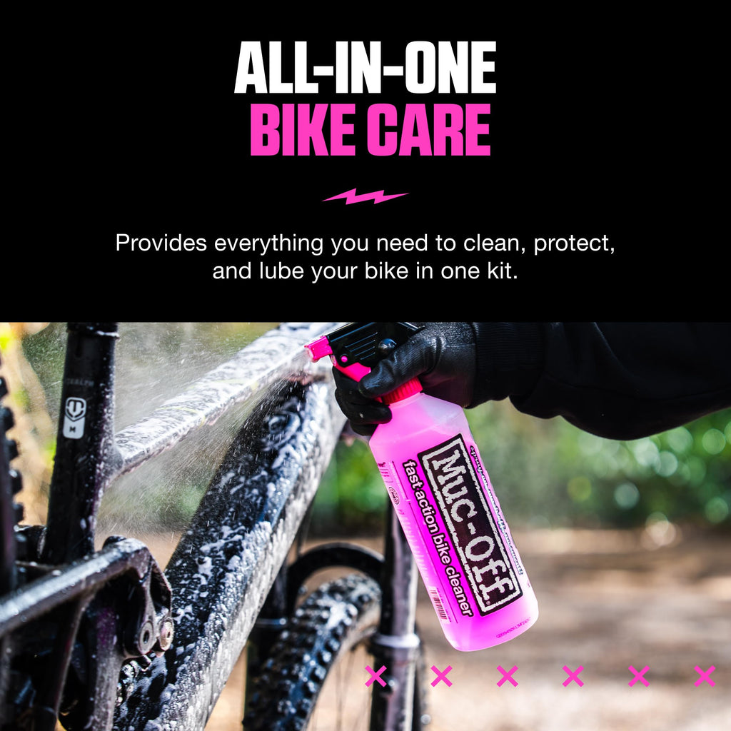 Complete Bicycle Cleaning Kit with Cleaner Protectant Brushes and Lubricant