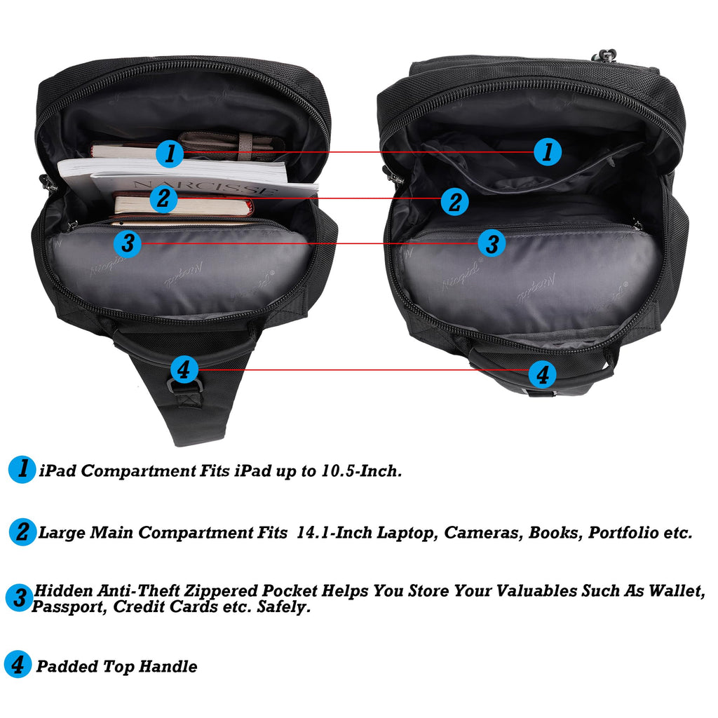 Travel Crossbody Sling Backpack with Laptop Compartment for Men and Women