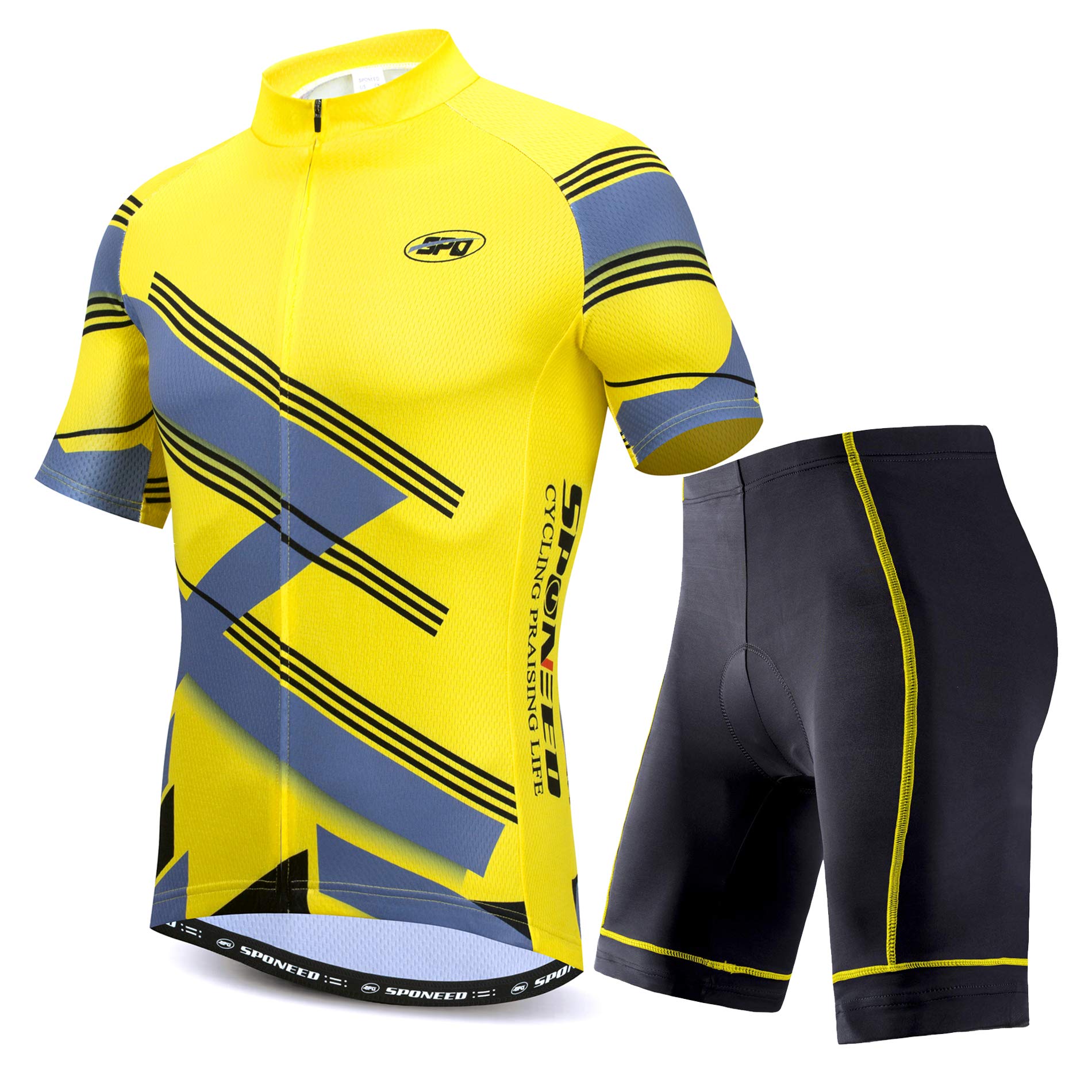 Mens Short Sleeve Cycling Jersey and Padded Road Bike Shorts