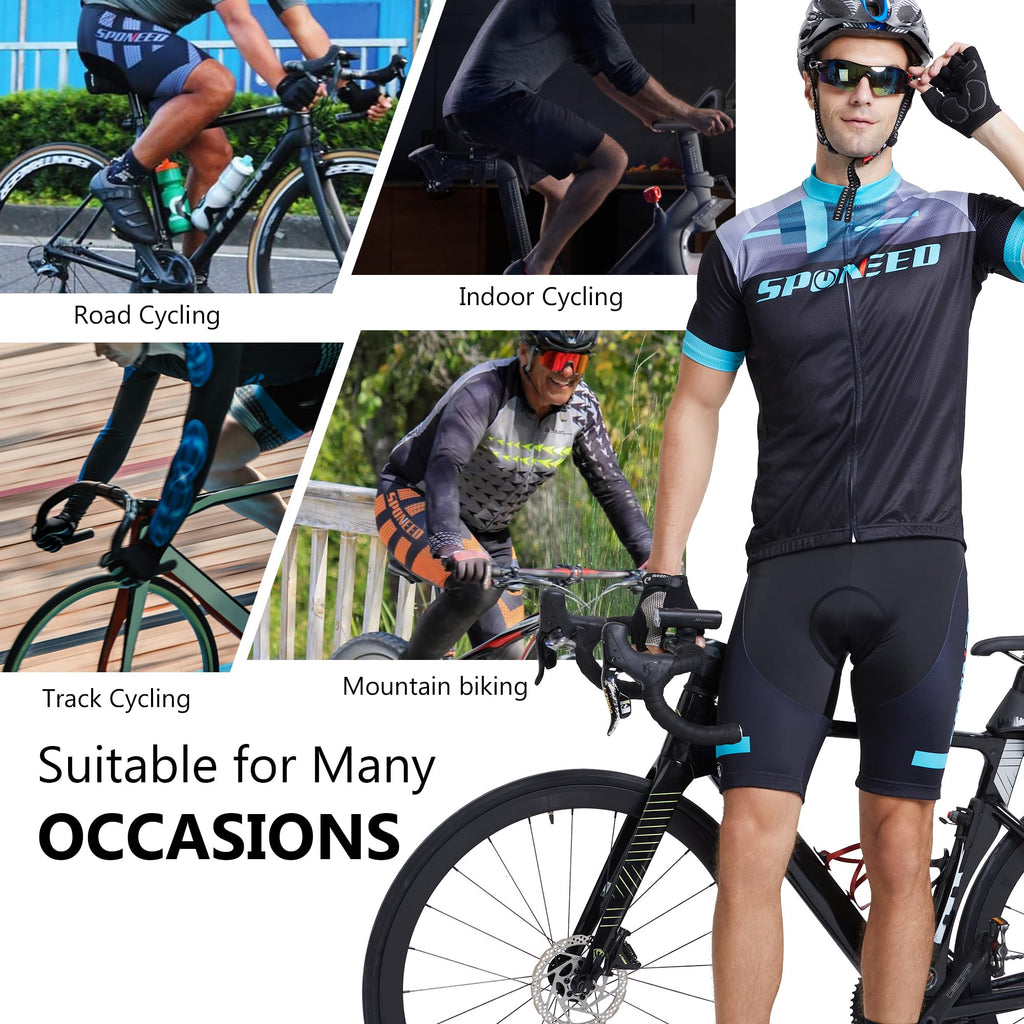 Mens Short Sleeve Cycling Jersey and Padded Road Bike Shorts