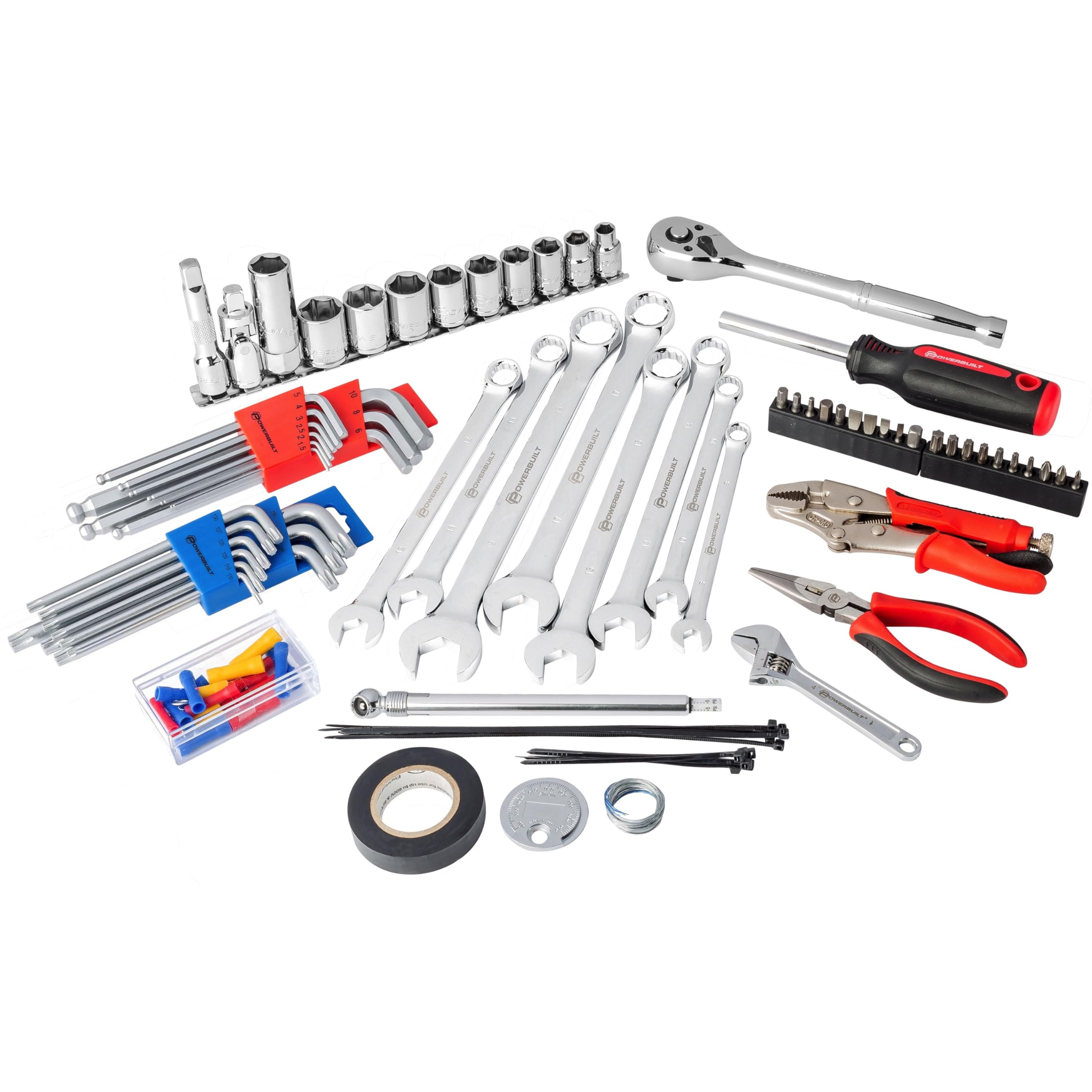 100 Piece Motorcycle Tool Kit with Roll Pouch for Roadside Travel