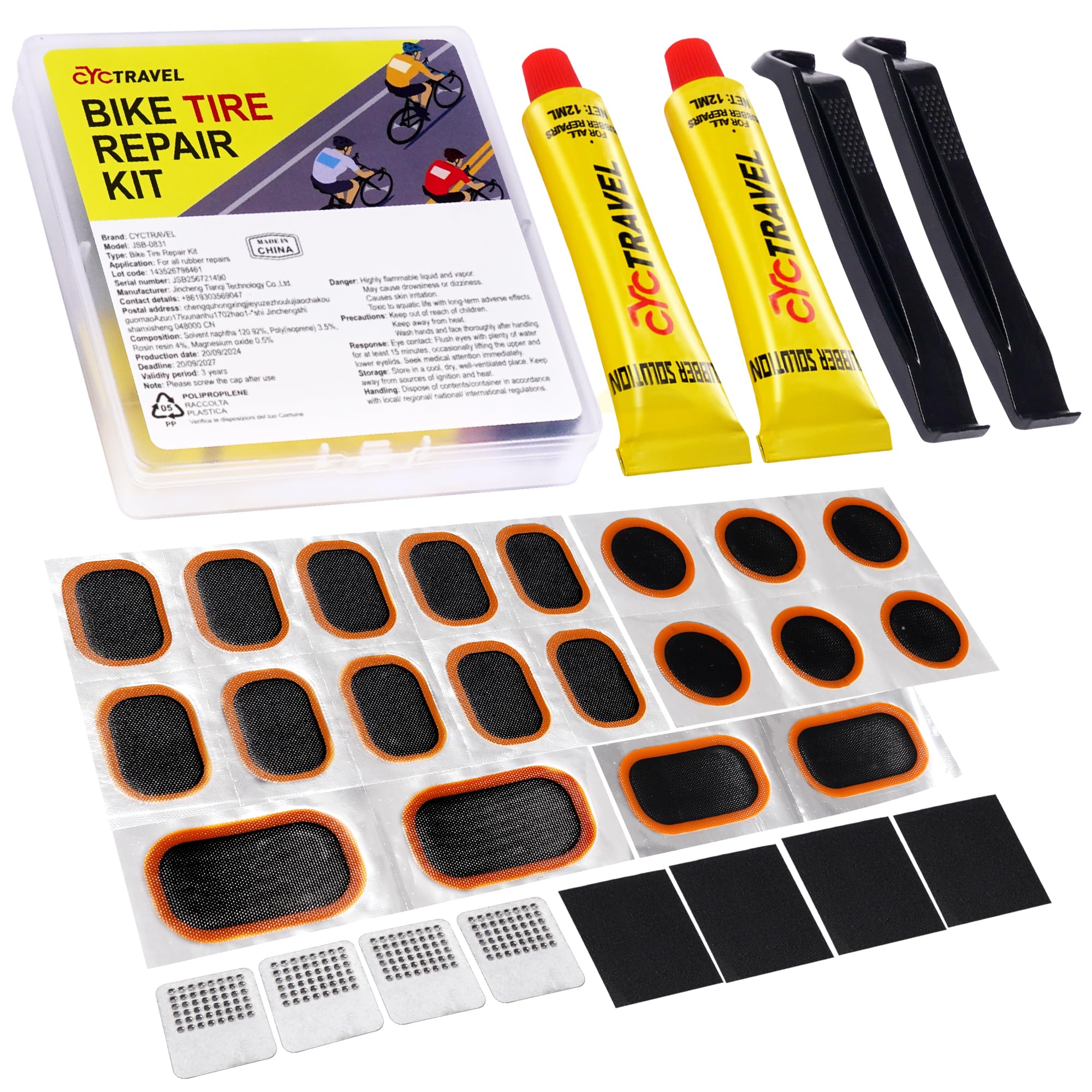 Bike Inner Tube Puncture Repair Kit with 20 Vulcanizing Patches
