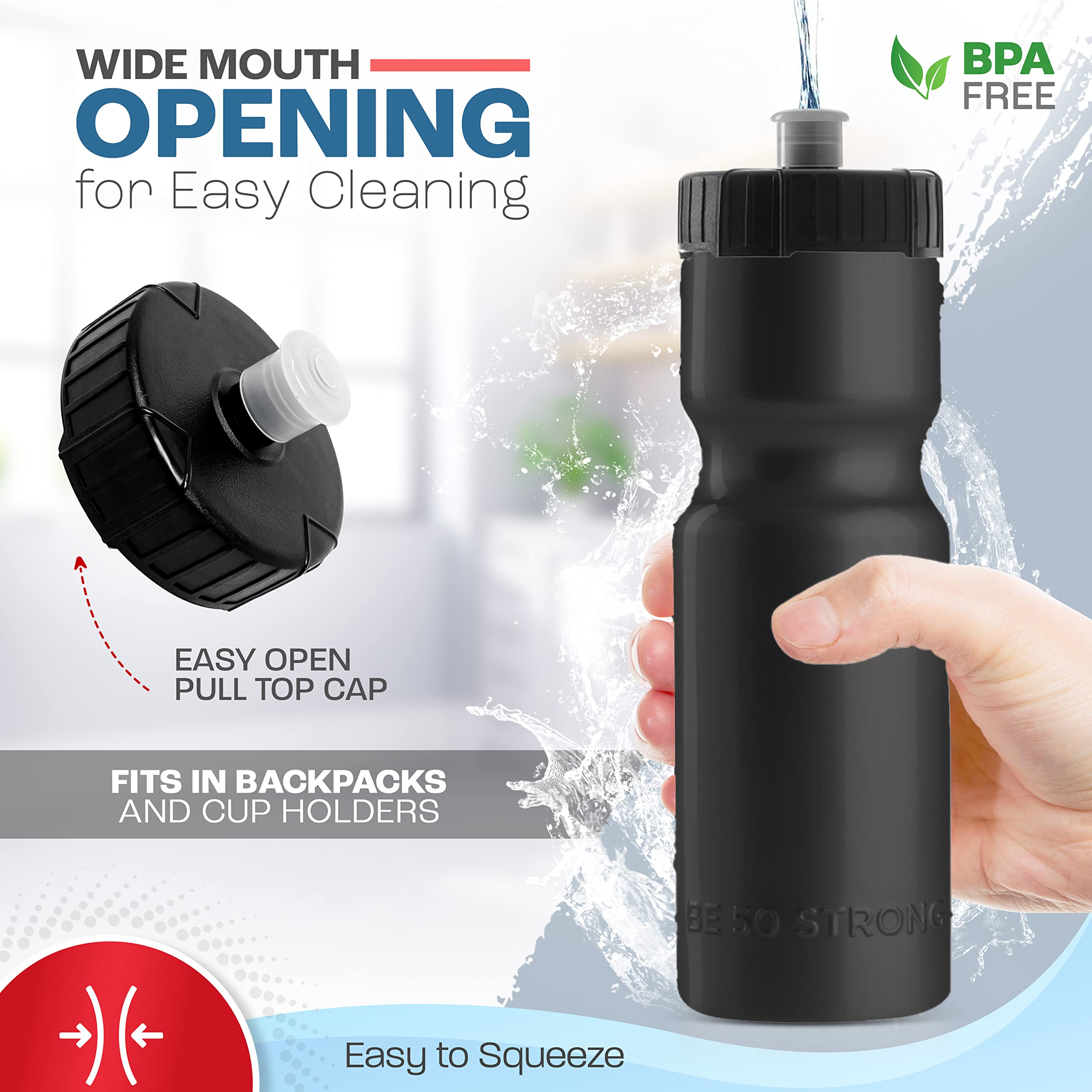 Two Pack Bike Water Bottle and Cage Set with 22oz Squeeze Bottles