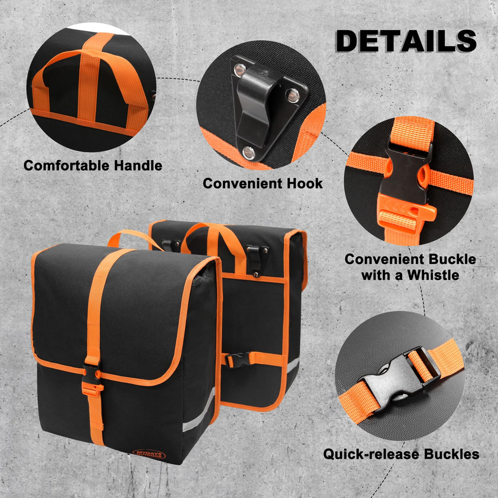 Waterproof 20L Bike Pannier Bags for Rear Rack Commuting and Travel