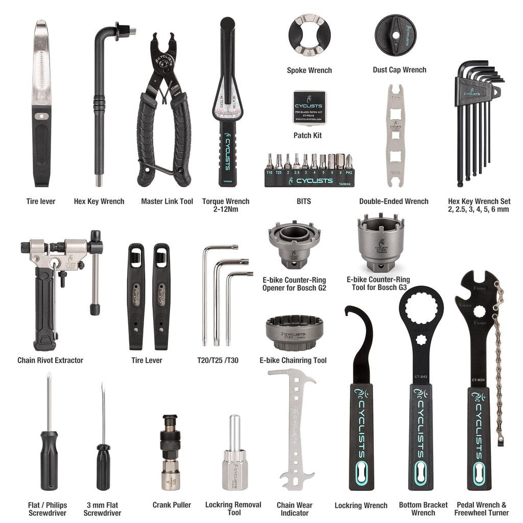 33 Piece E Bike Repair Tool Kit for Road and Mountain Bikes