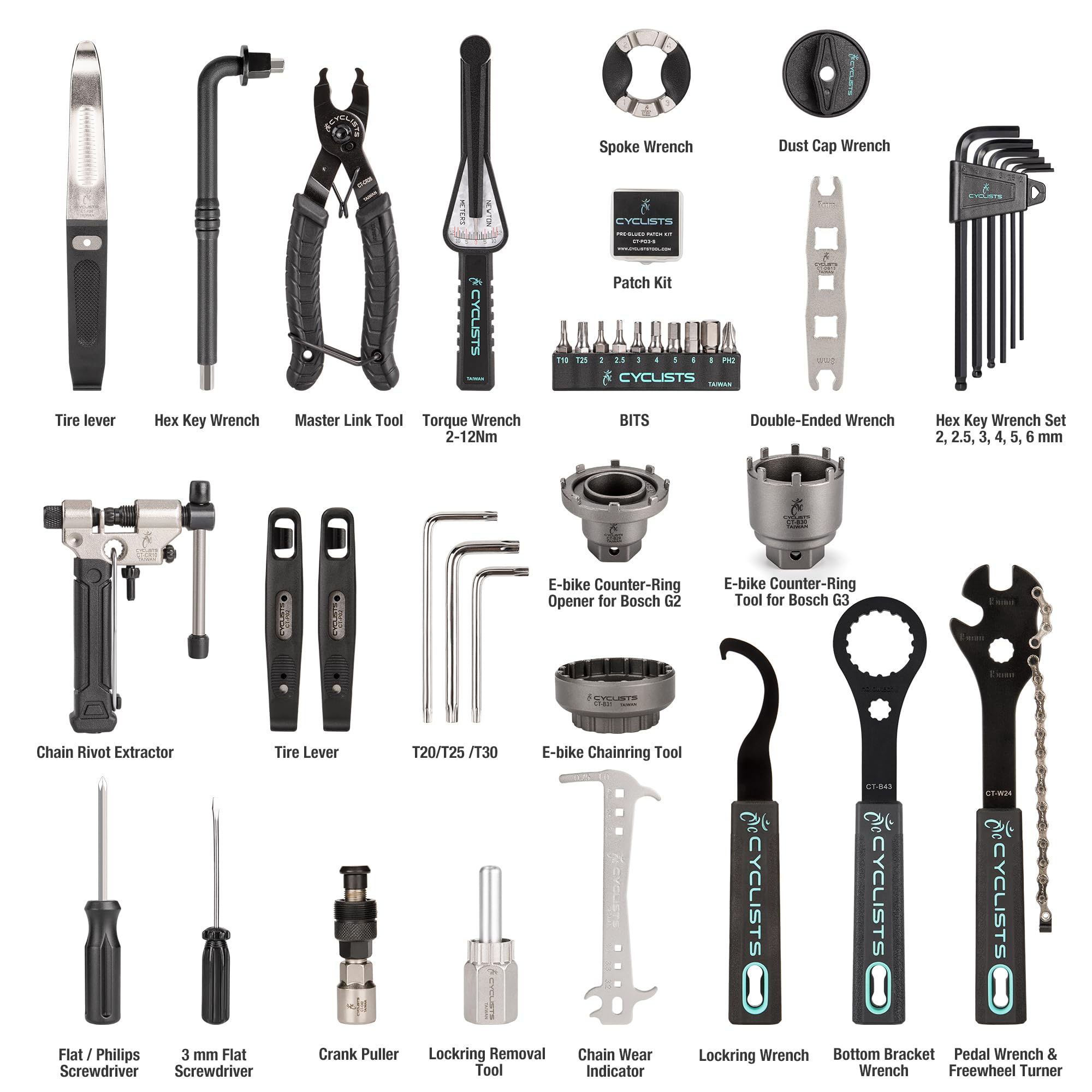 33 Piece E Bike Repair Tool Kit for Road and Mountain Bikes