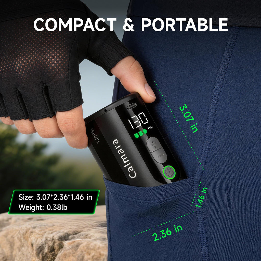 Portable Electric Bike Pump with Gauge Auto Stop and 130 PSI Inflation