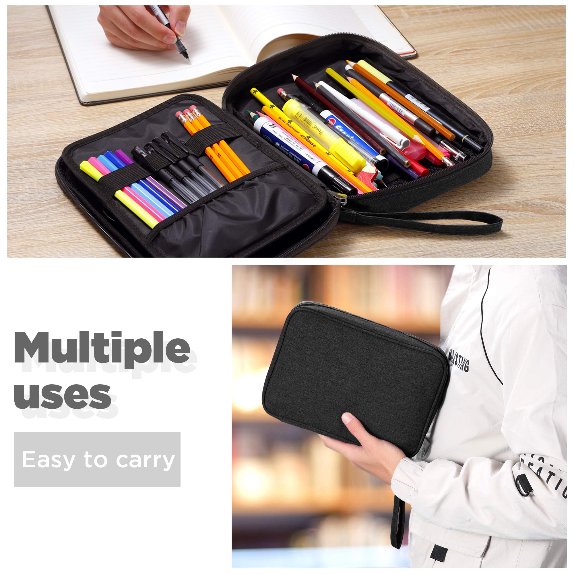 Large Capacity Pencil Case and Art Supply Organizer for School and Office