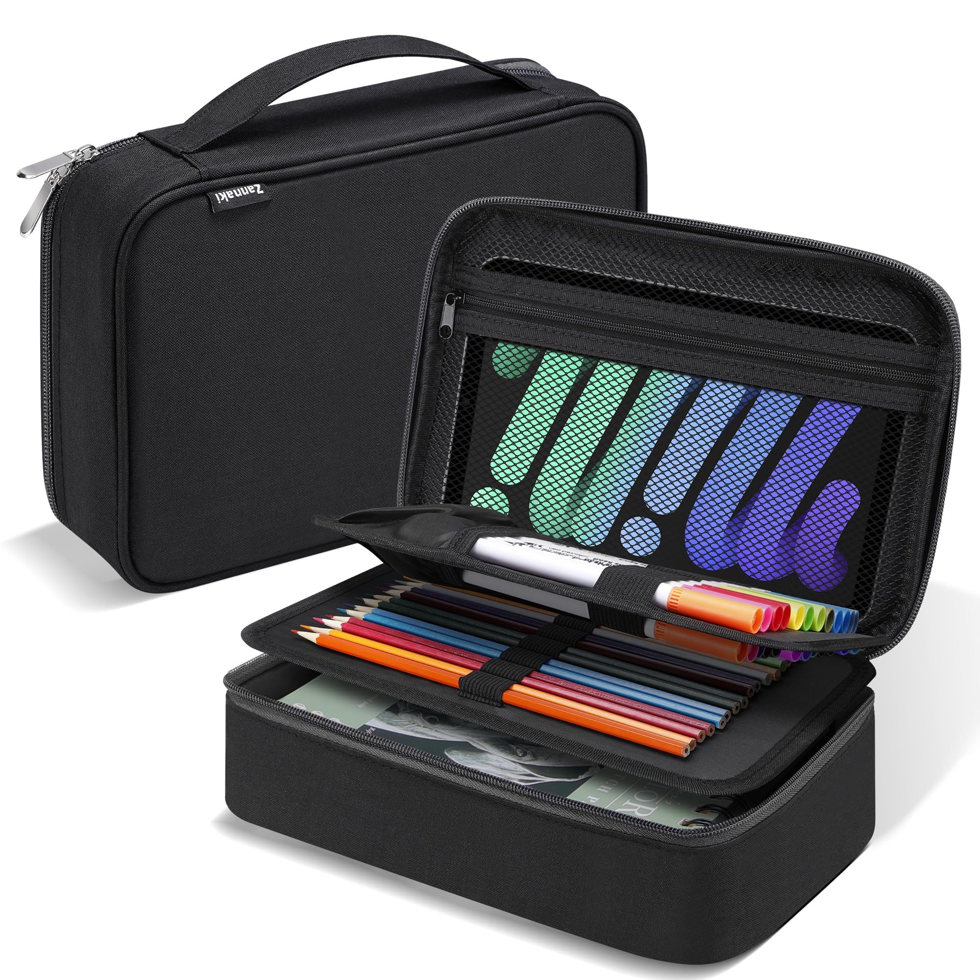 Large Capacity Pencil Case and Art Supply Organizer for School and Office