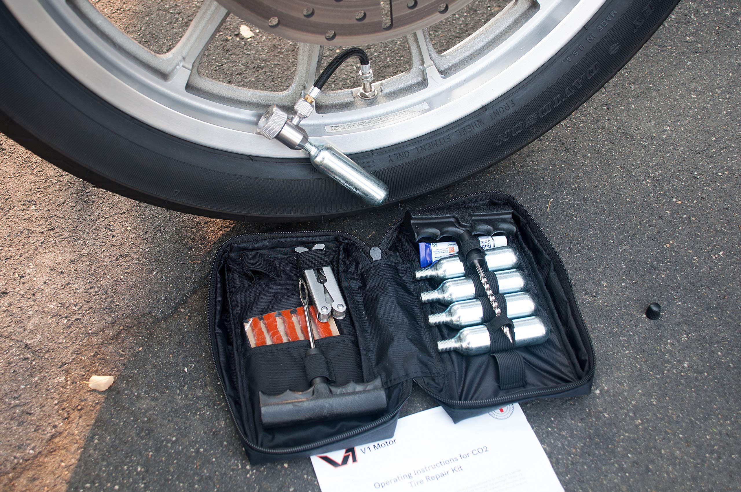 CO2 Tubeless Tire Repair Kit for Motorcycles and ATVs