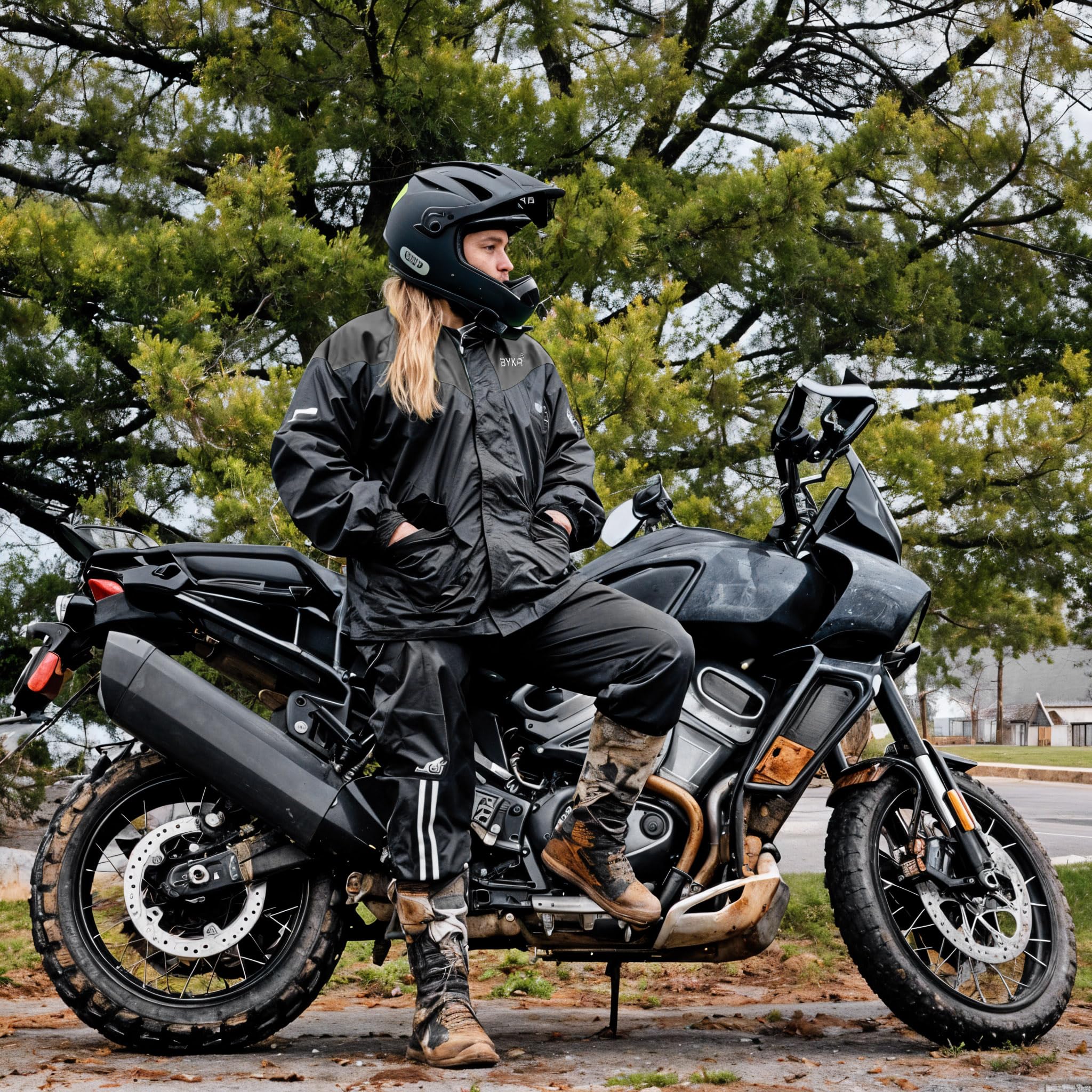 Breathable Waterproof Two Piece Motorcycle Rain Suit for Men and Women
