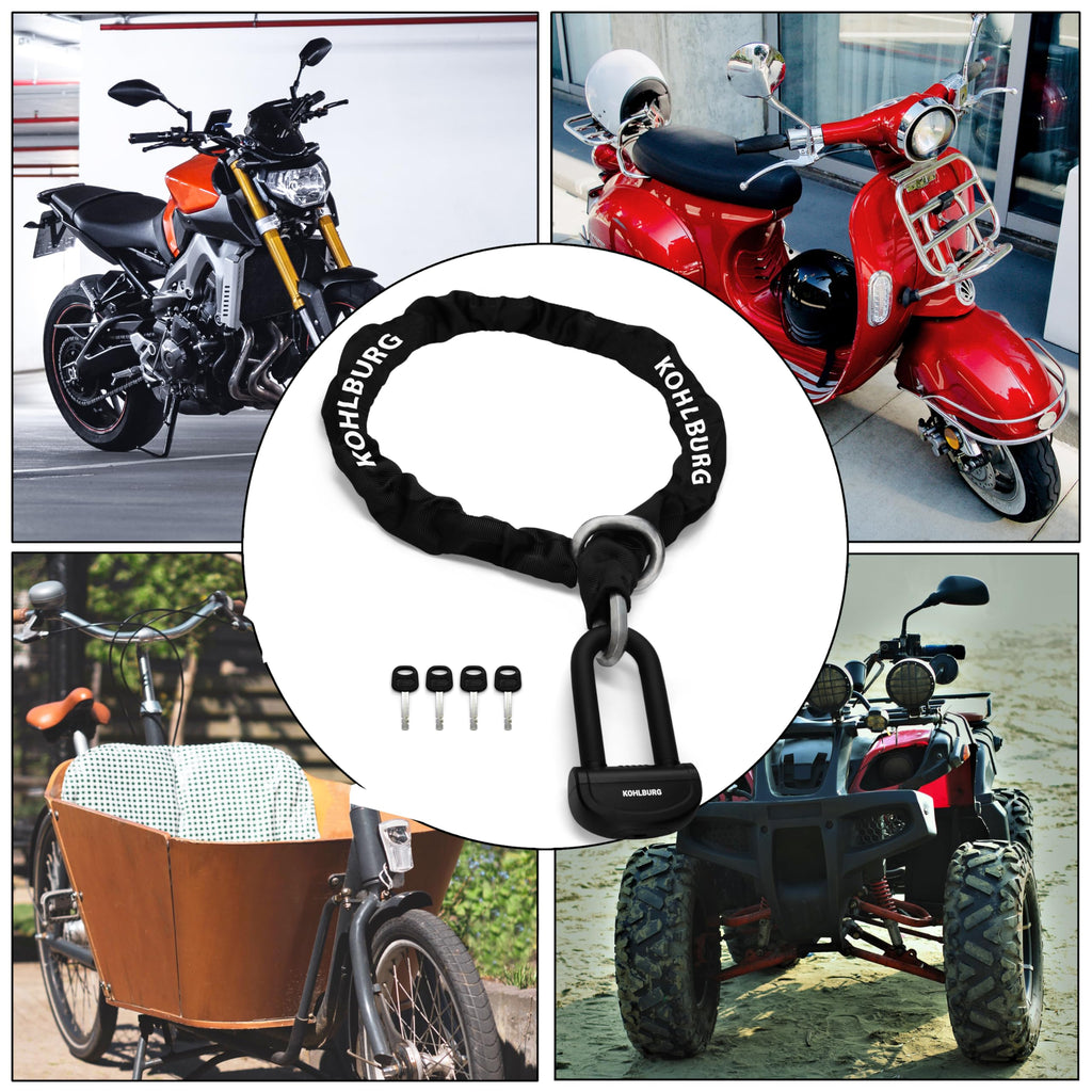 Heavy Duty 7 Foot Steel Security Chain Lock for Motorcycles and Ebikes