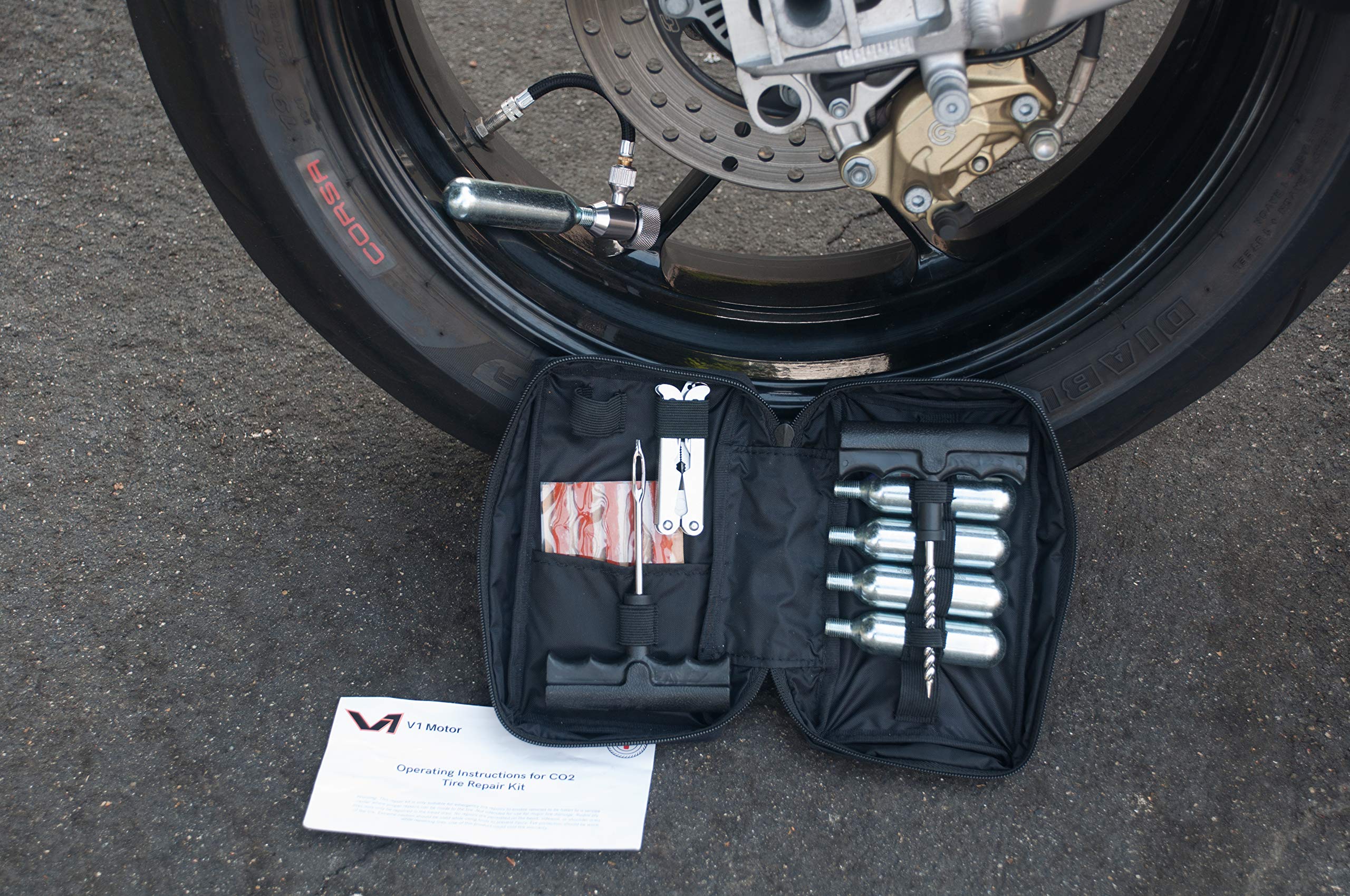 CO2 Tubeless Tire Repair Kit for Motorcycles and ATVs