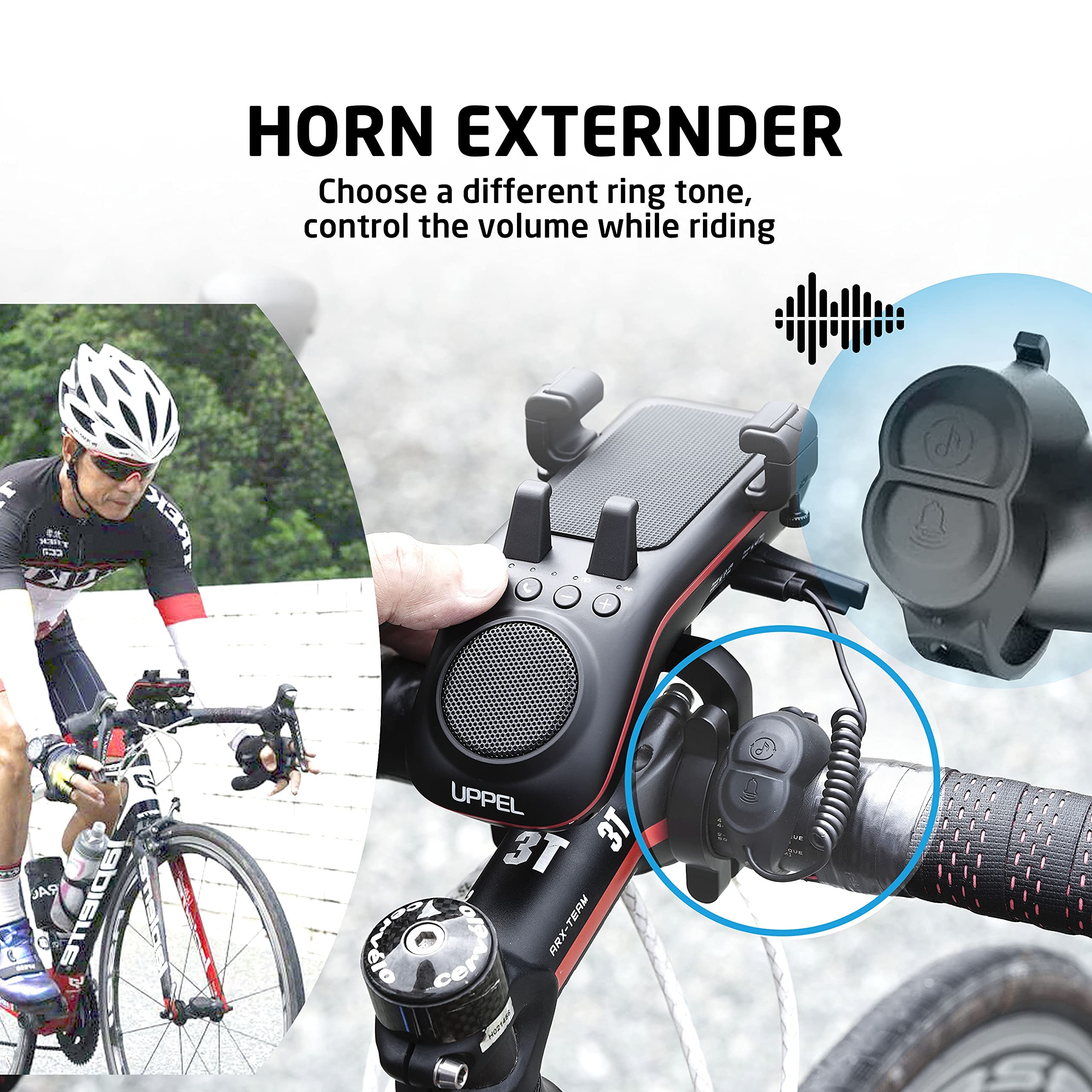Multifunctional Bike Phone Holder with Speaker Light Horn and Power Bank