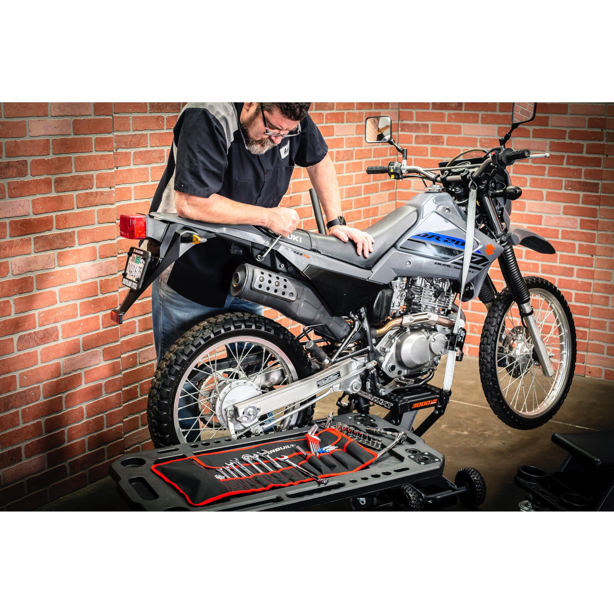 100 Piece Motorcycle Tool Kit with Roll Pouch for Roadside Travel