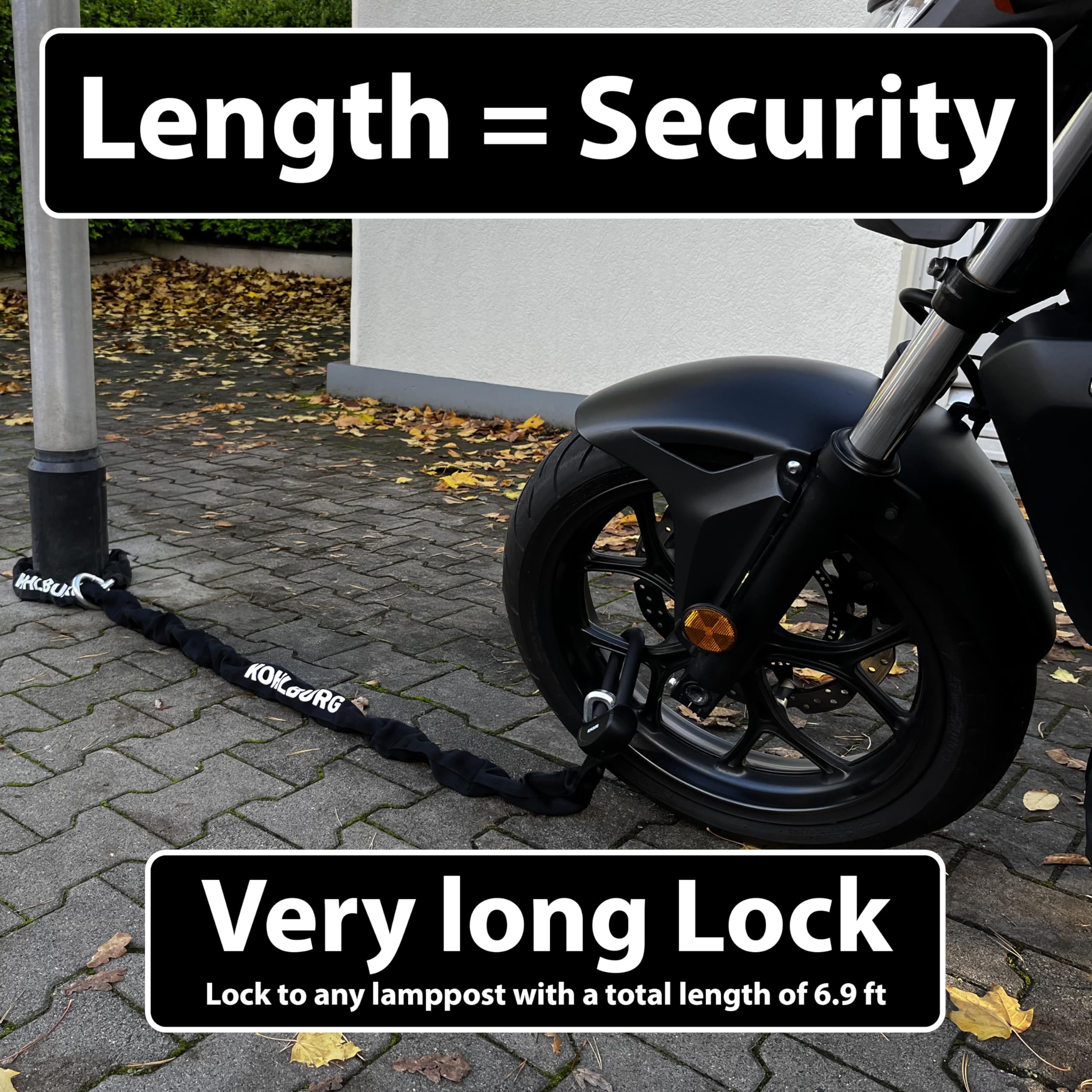 Heavy Duty 7 Foot Steel Security Chain Lock for Motorcycles and Ebikes
