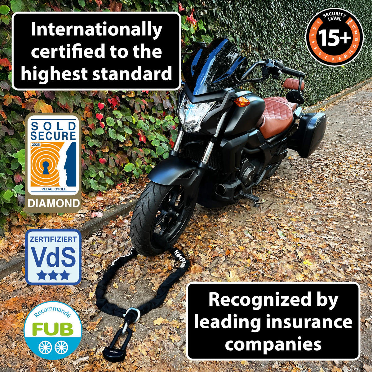 Heavy Duty 7 Foot Steel Security Chain Lock for Motorcycles and Ebikes